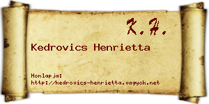 Kedrovics Henrietta névjegykártya
